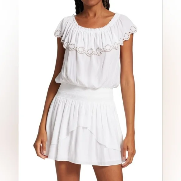 Ramy Brook Off-the-Shoulder Cynthia Flounce Mini Dress Size L - Picture 4 of 14